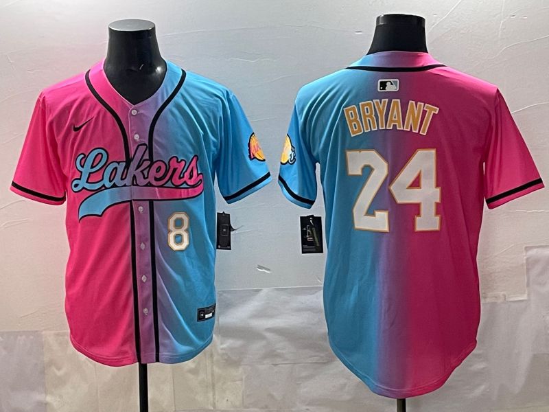 Men 2025 Los Angeles Lakers #24 Bryant Blue pink Nike NBA Jersey style 05